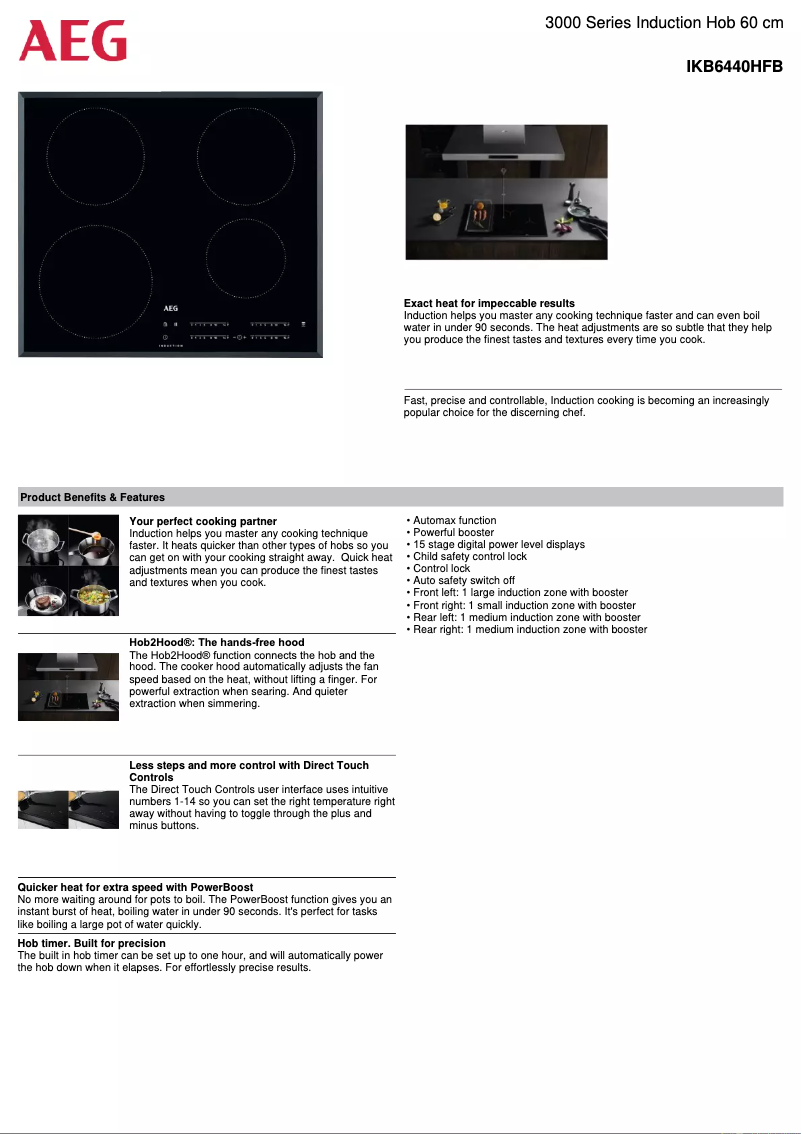Page 1 de la notice Fiche technique AEG IKB6440HFB