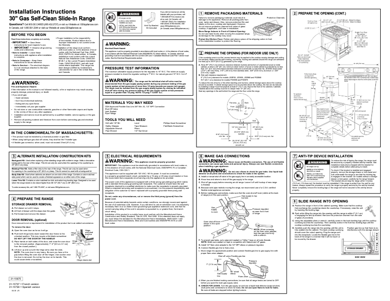 Page 1 de la notice Guide d'installation GE PGS968DEPBB