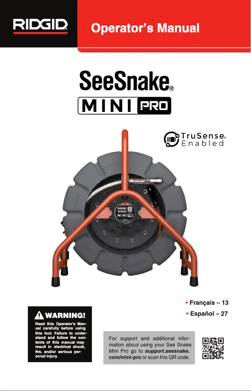Page 1 de la notice Manuel utilisateur Ridgid SeeSnake Mini Pro