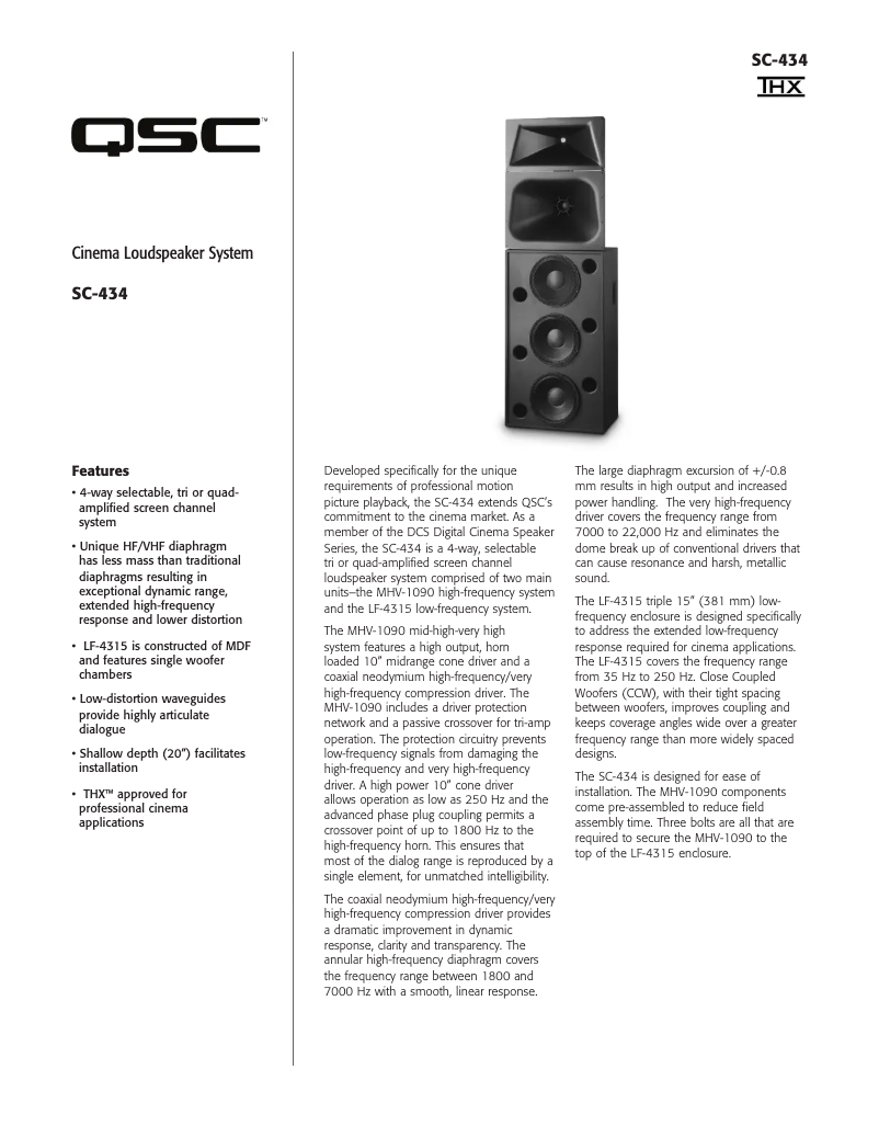 Page n°1 - Fiche technique QSC SC-434