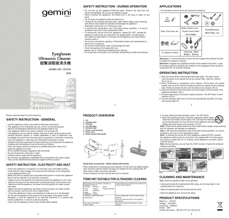 Page n°1 - Manuel utilisateur Gemini GUC30