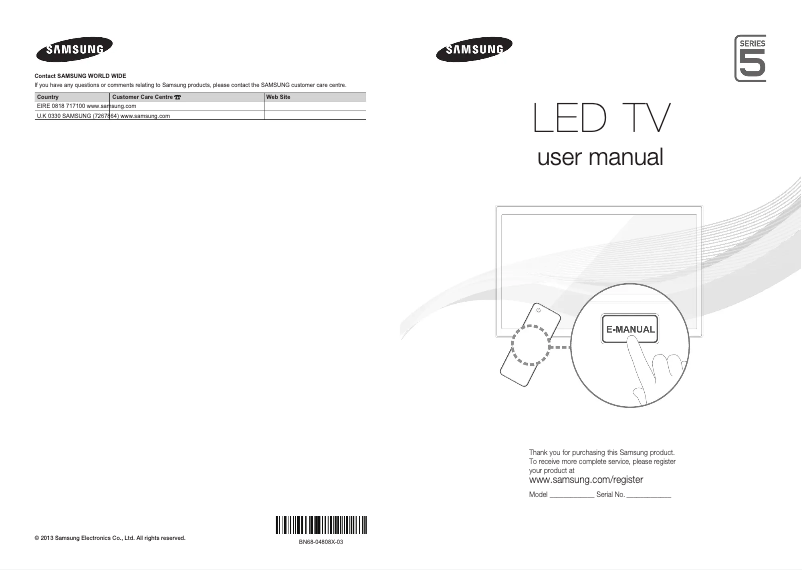 Page 1 de la notice Manuel utilisateur Samsung UE40F5300AK