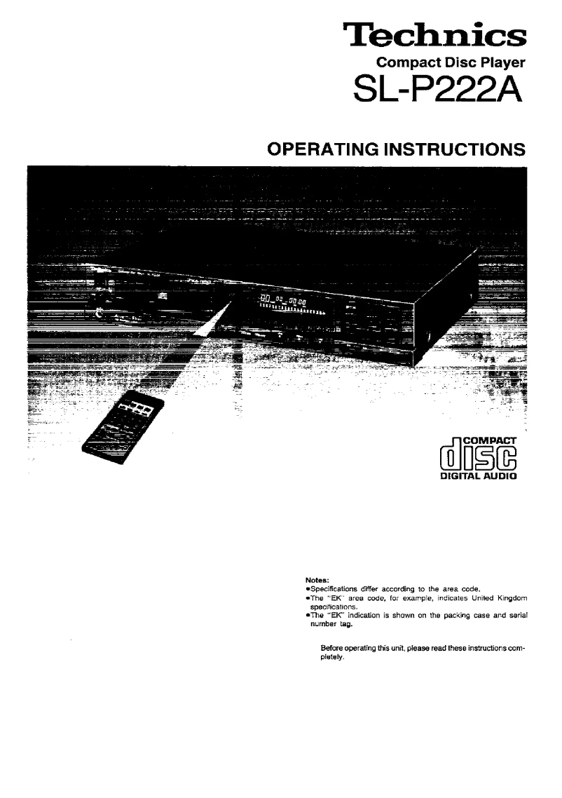 Page n°1 - Manuel utilisateur Panasonic SL-P222