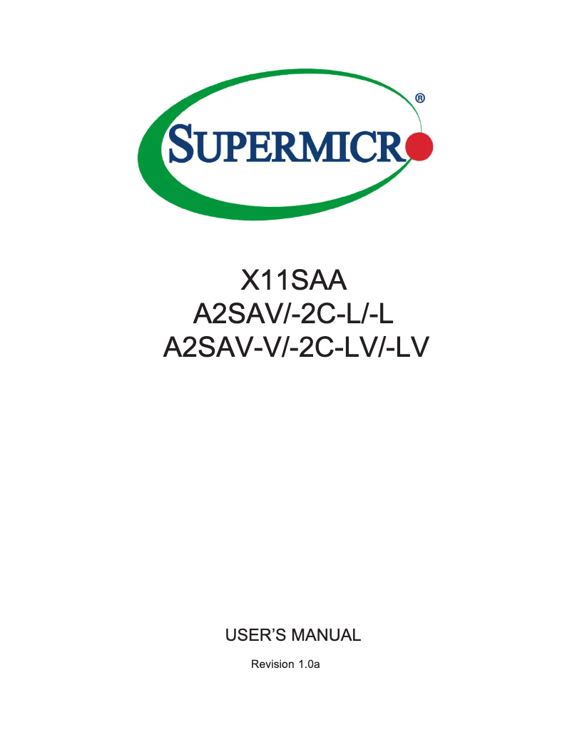 Page 1 de la notice Manuel utilisateur Supermicro A2SAV-2C-L