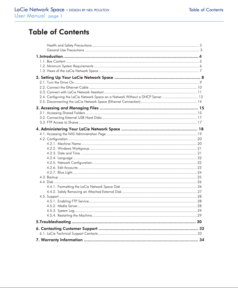 Image de la première page du manuel de l'appareil Network Space