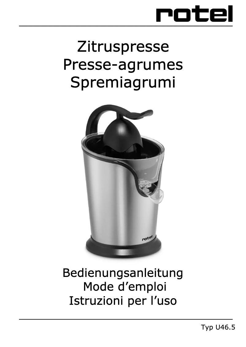 Page n°1 - Manuel utilisateur Rotel U 46.5CH1