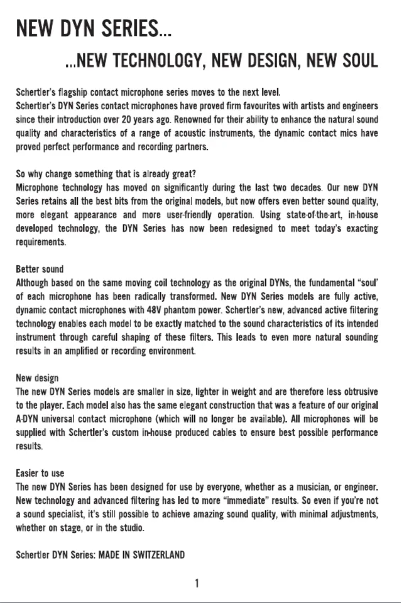 Page n°1 - Manuel utilisateur Schertler DYN-C P48