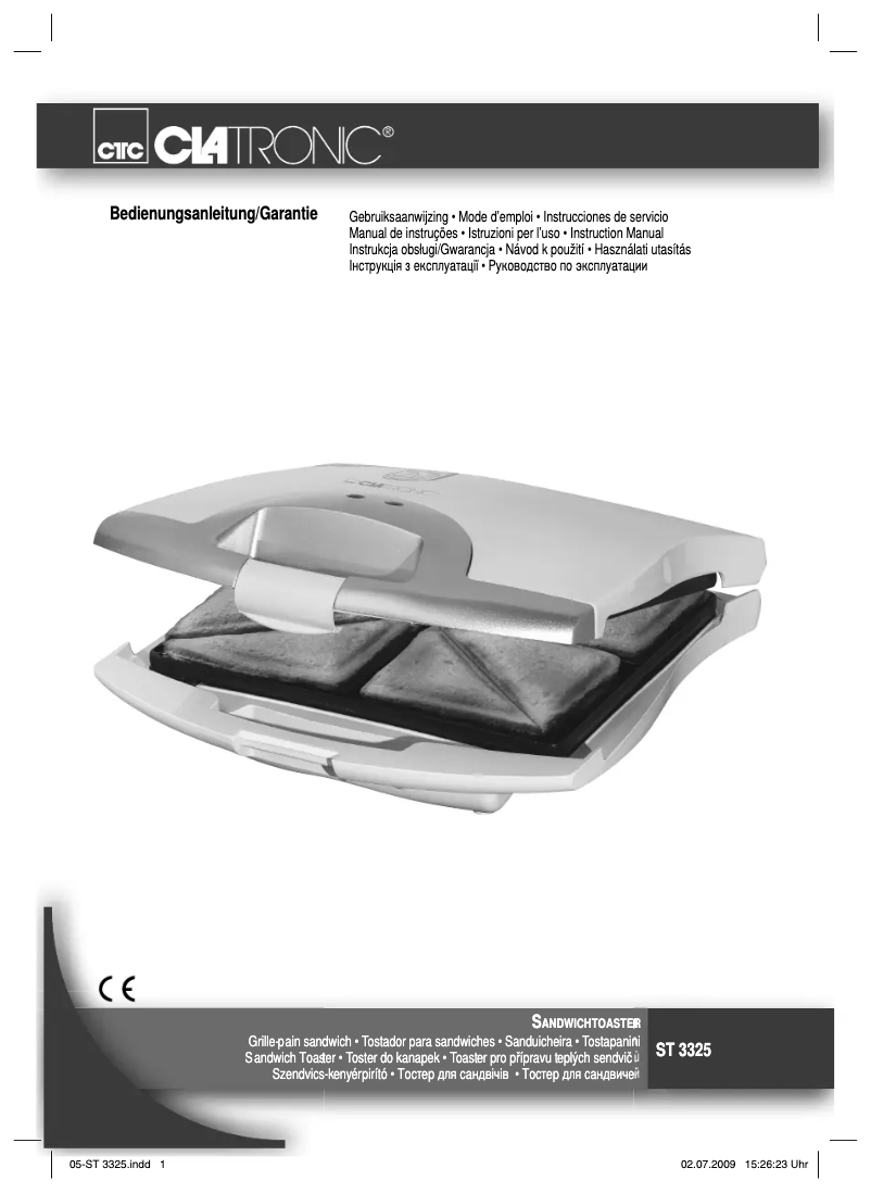 Page 1 de la notice Manuel utilisateur Clatronic ST 3325