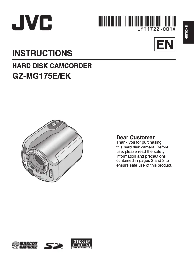 Image de la première page du manuel de l'appareil GZ-MG175EK