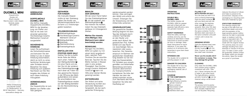 Página 1 del manual Manual de usuario AdHoc Duomill Mini MP13