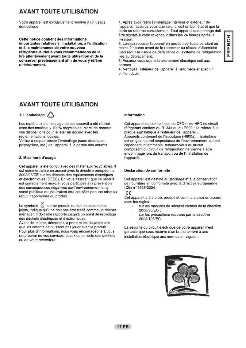 Page 1 de la notice Manuel utilisateur Candy CRCS 5172 W