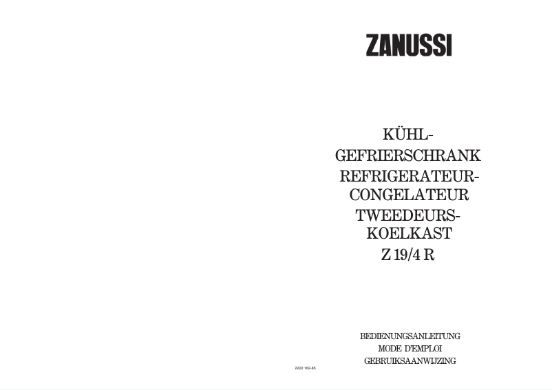 Page n°1 - Manuel utilisateur Zanussi Z 19 4 r