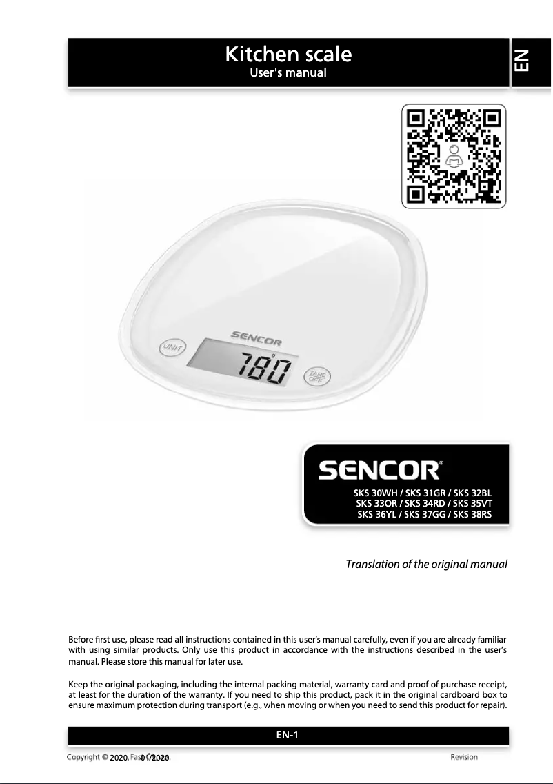 Page n°1 - Manuel utilisateur Sencor SKS 33OR
