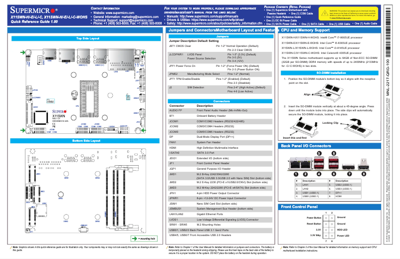 Image de la première page du manuel de l'appareil X11SWN-C