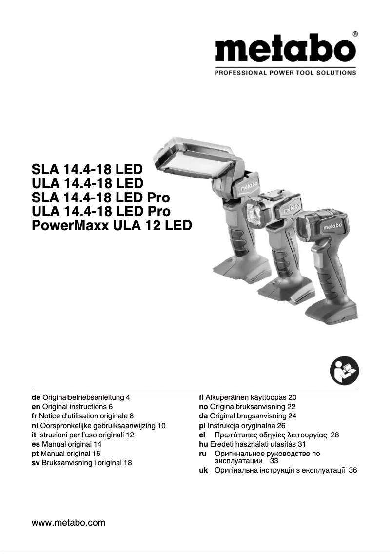 Page 1 of the manual User Manual Metabo ULA 14.4-18 LED