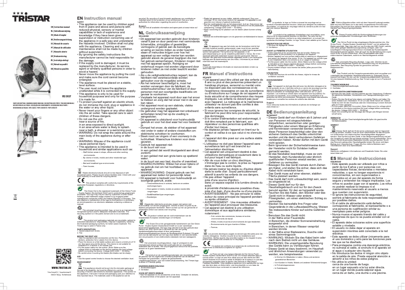 Page 1 de la notice Manuel utilisateur TriStar VE-5937