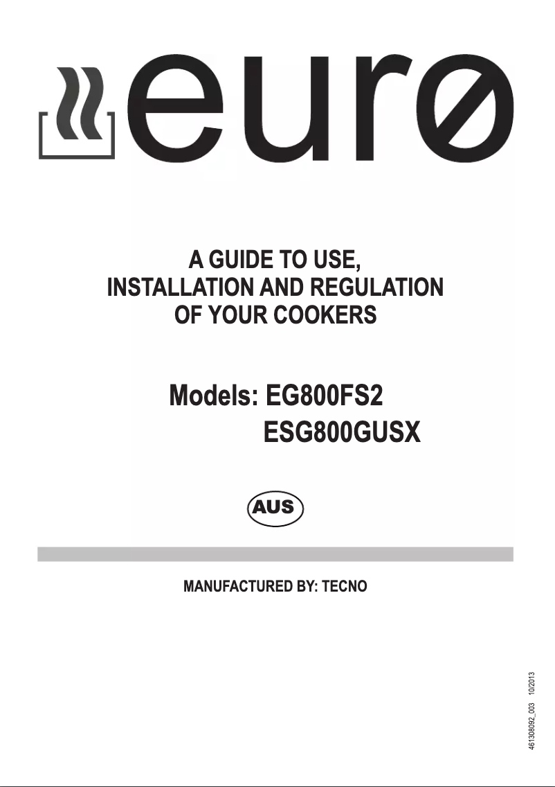 Page n°1 - Manuel utilisateur Euro Appliances ESG800GUSX