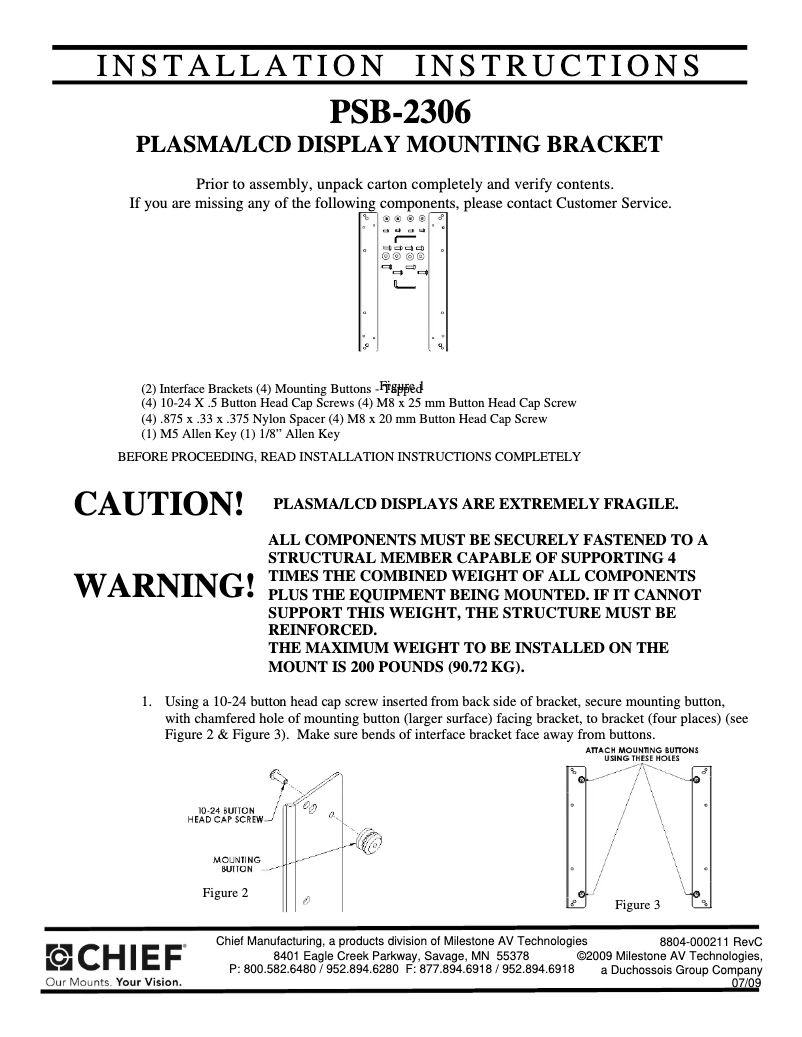 Page 1 de la notice Manuel utilisateur Chief PCM2306
