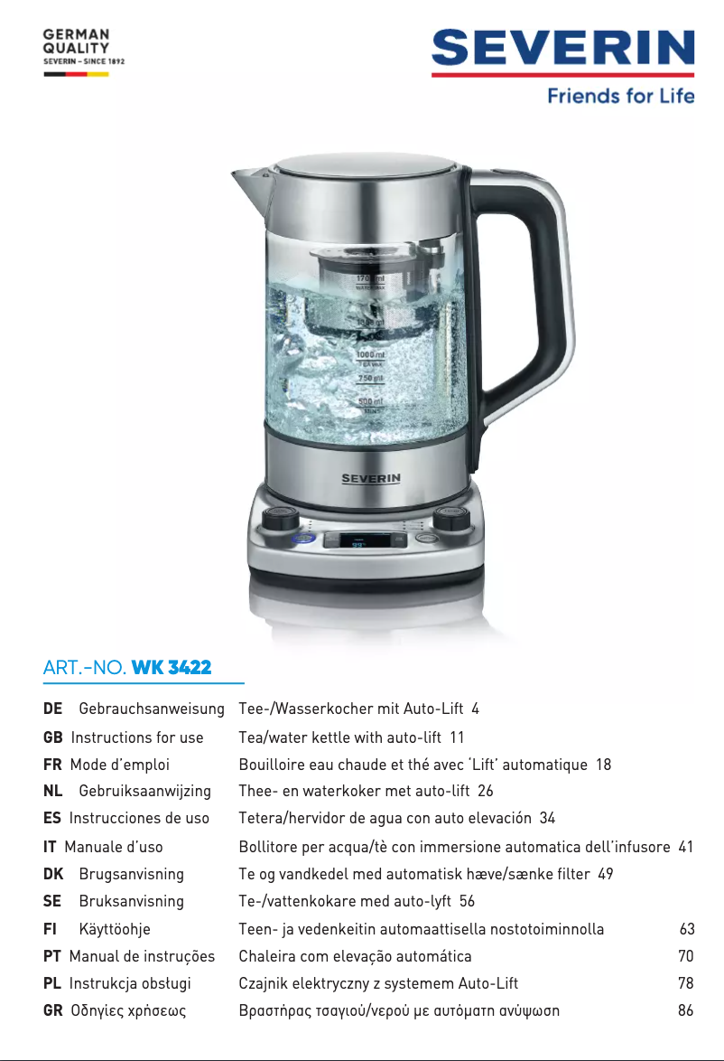 Page n°1 - Fiche technique Severin WK 3422