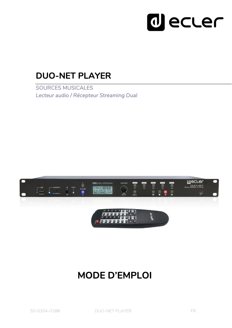 Imagen de la primera página del manual del dispositivo DUO-NET PLAYER