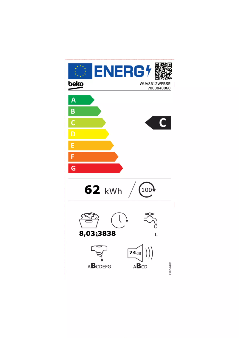 Image de la première page du manuel de l'appareil WUV8612WPBSE