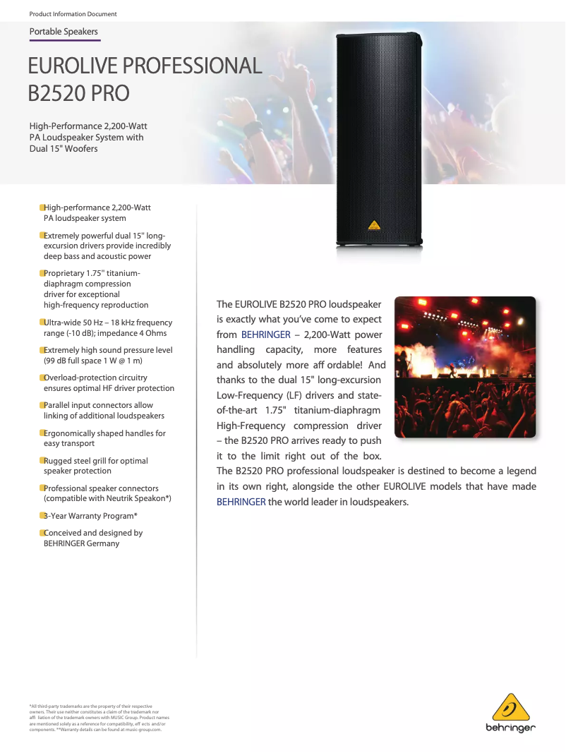 Image de la première page du manuel de l'appareil B2520 PRO