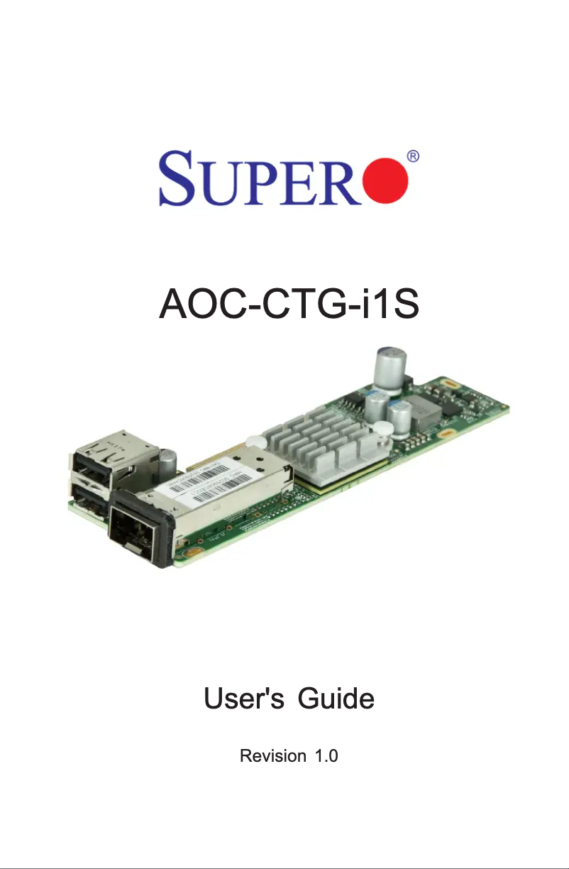 Page 1 de la notice Manuel utilisateur Supermicro AOC-CTG-i1S