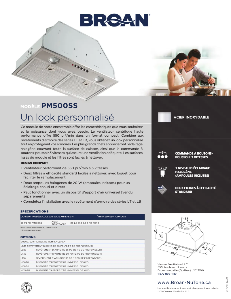 Page n°1 - Brochure Broan PM500SS