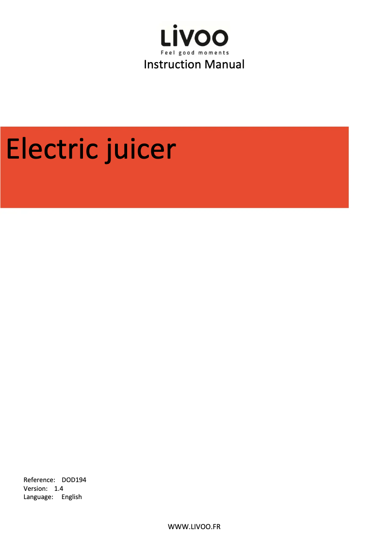 Image de la première page du manuel de l'appareil DOD194