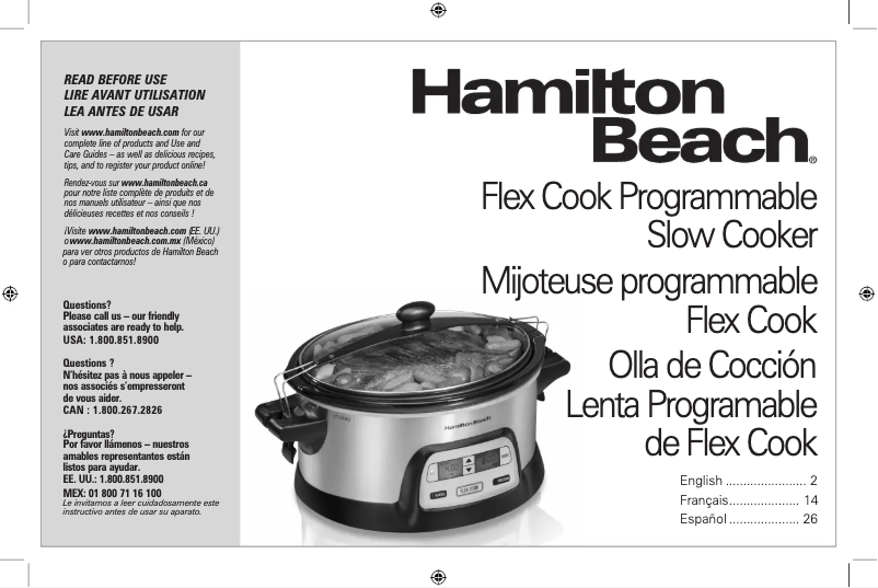 Page n°1 - Manuel utilisateur Hamilton Beach Flex Cook 33861