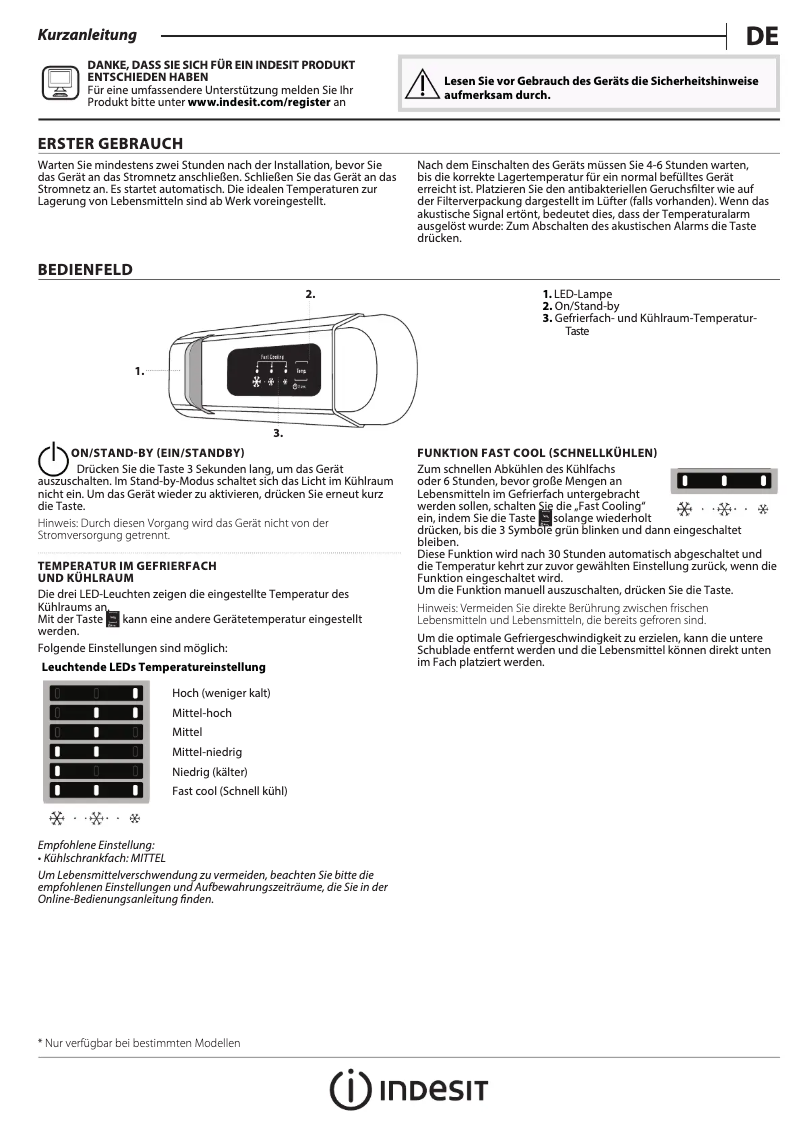 Page 1 de la notice Manuel utilisateur Indesit INS 18012