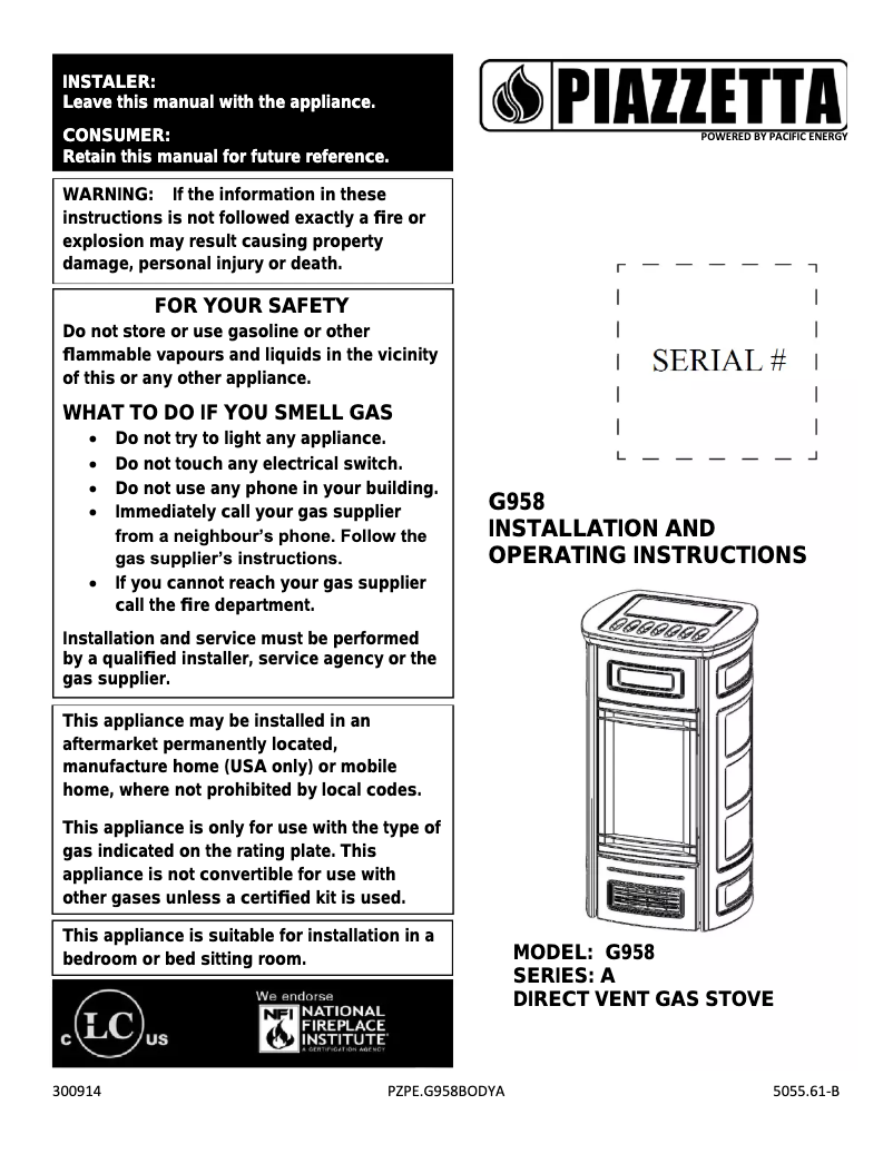 Image de la première page du manuel de l'appareil G958