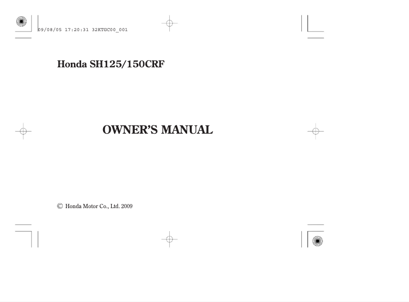 Page 1 de la notice Manuel utilisateur Honda SH125 (2009)