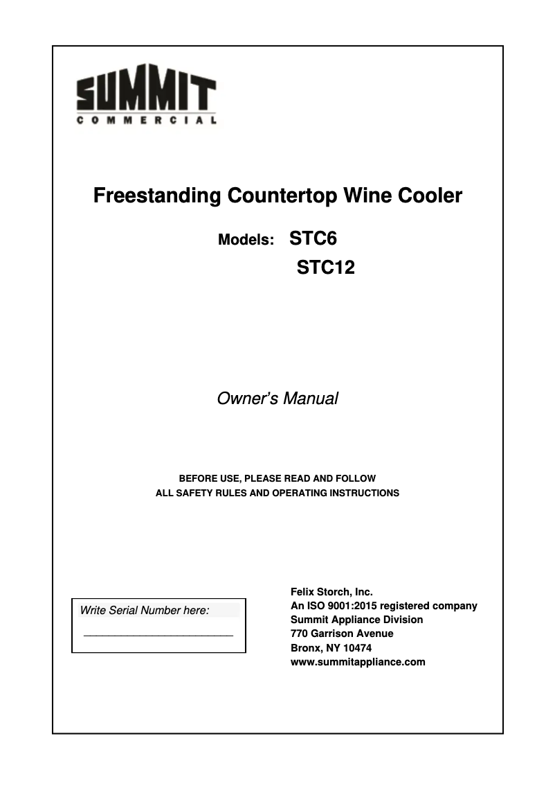 Image de la première page du manuel de l'appareil STC6