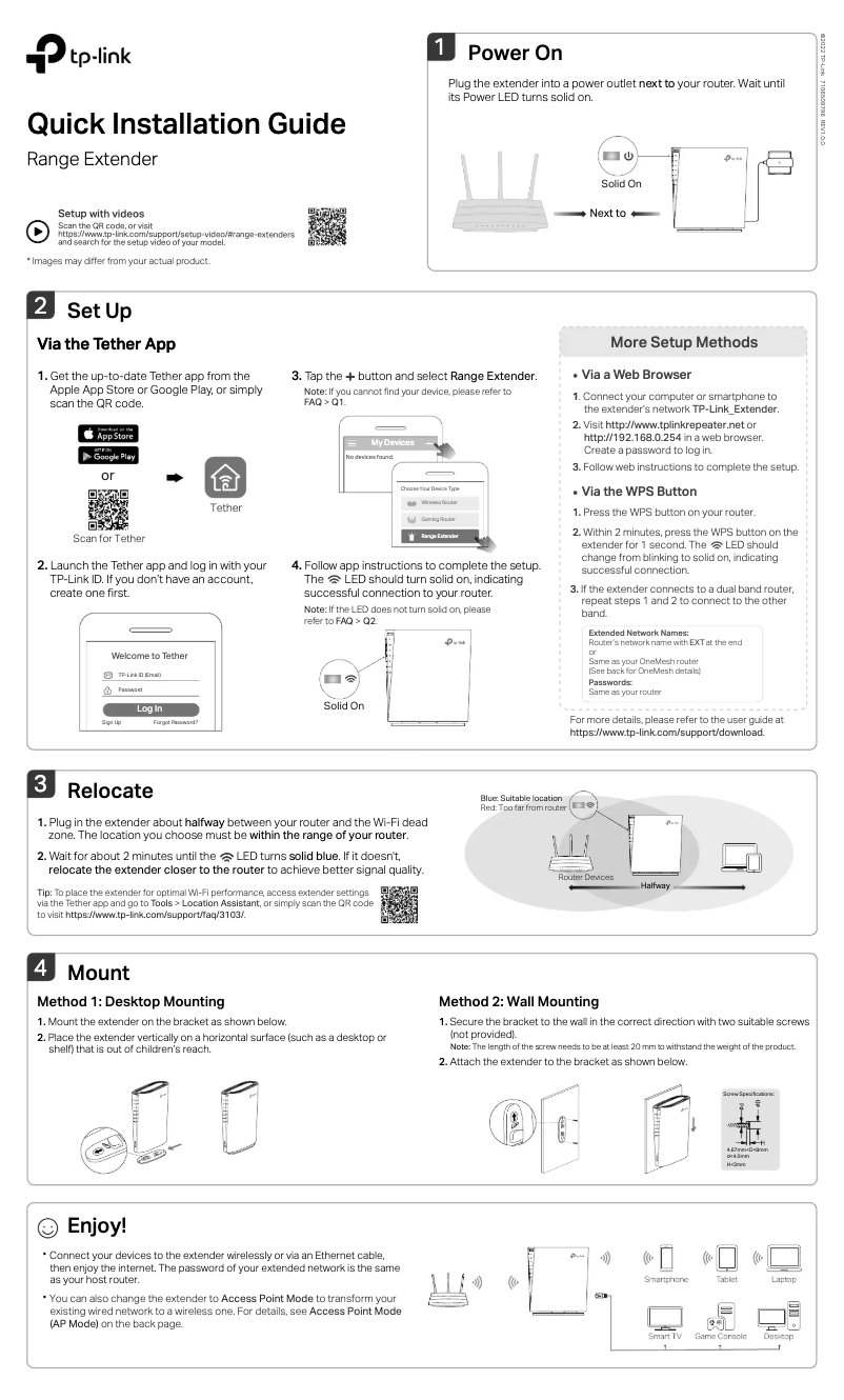 Page 1 de la notice Manuel utilisateur TP-Link RE6000XD
