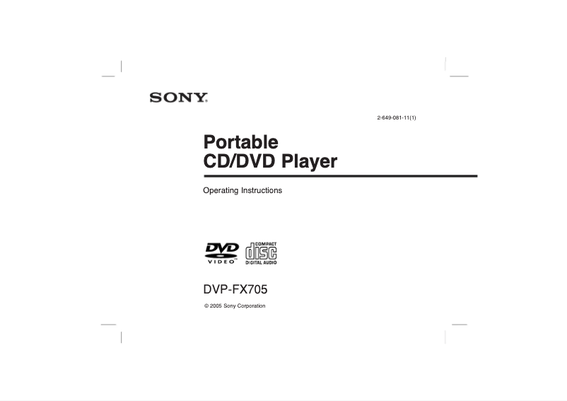 Page 1 de la notice Manuel utilisateur Sony DVP-FX705