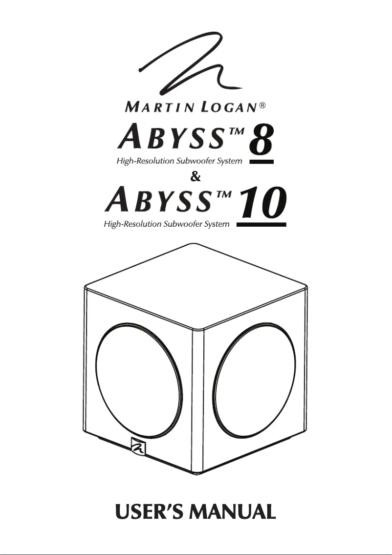 Page n°1 - Manuel utilisateur Martin Logan Abyss 10
