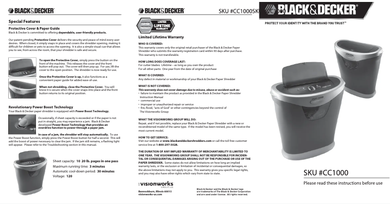 Page 1 de la notice Manuel utilisateur Black & Decker CC1000