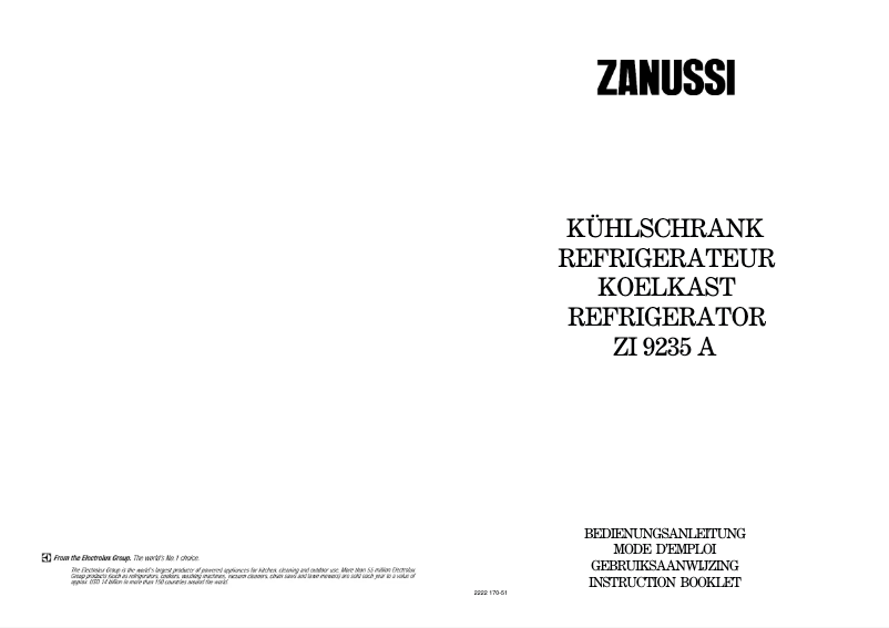 Page 1 de la notice Manuel utilisateur Zanussi ZI 9235 a