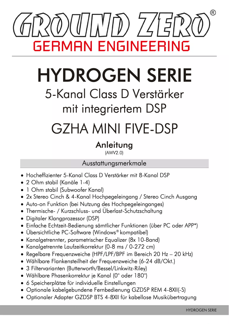 Página 1 del manual Manual de usuario Ground Zero GZHA MINI FIVE-DSP
