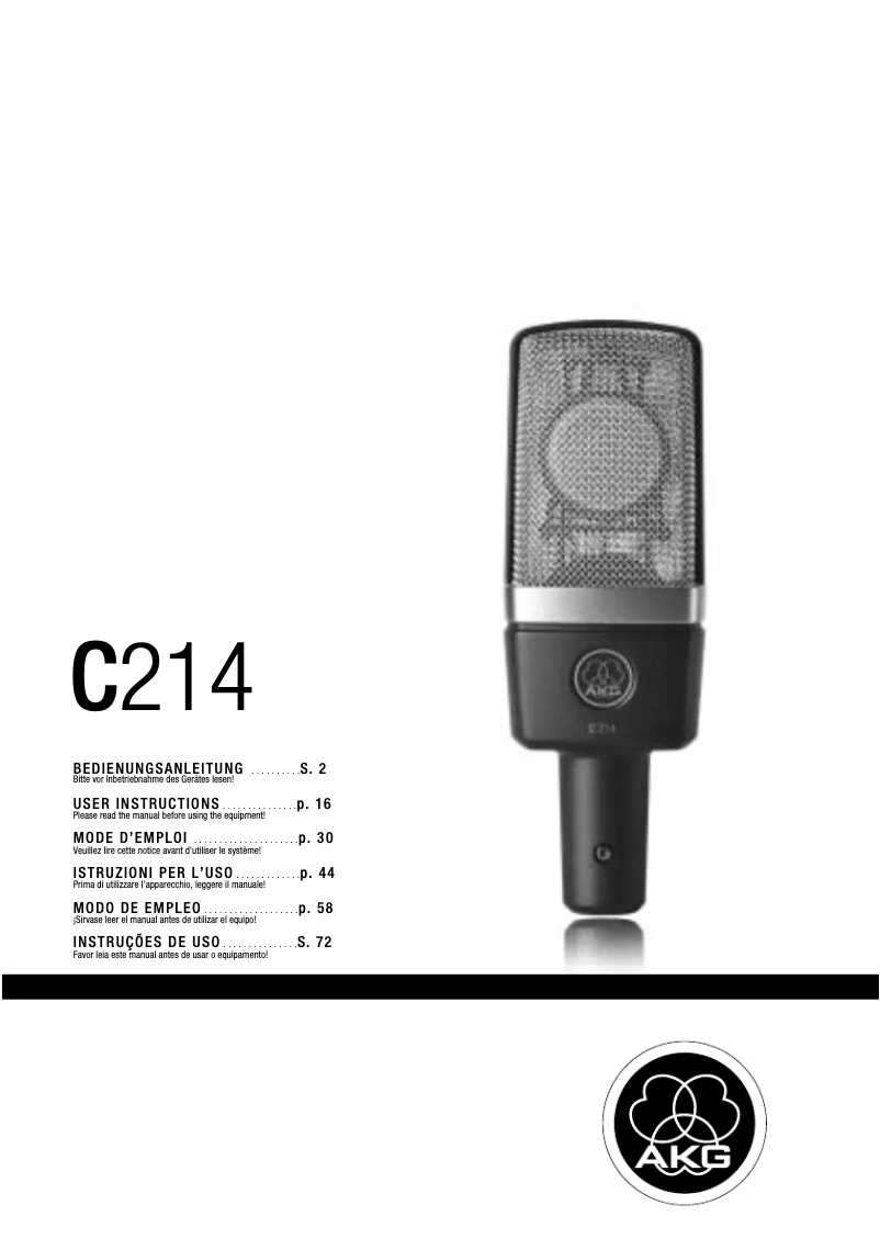 Page n°1 - Manuel utilisateur AKG C214