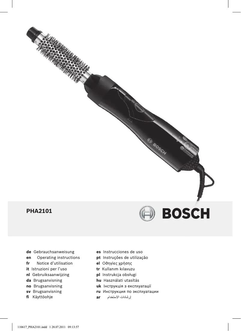 Page 1 of the manual User Manual Bosch StarShine Curl&Style PHA2101