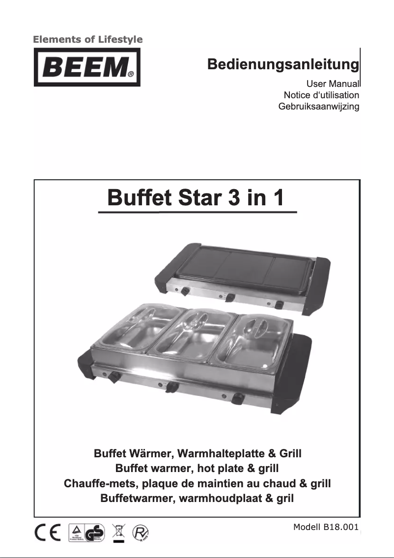 Page n°1 - Manuel utilisateur BEEM Buffet Star 3 in 1