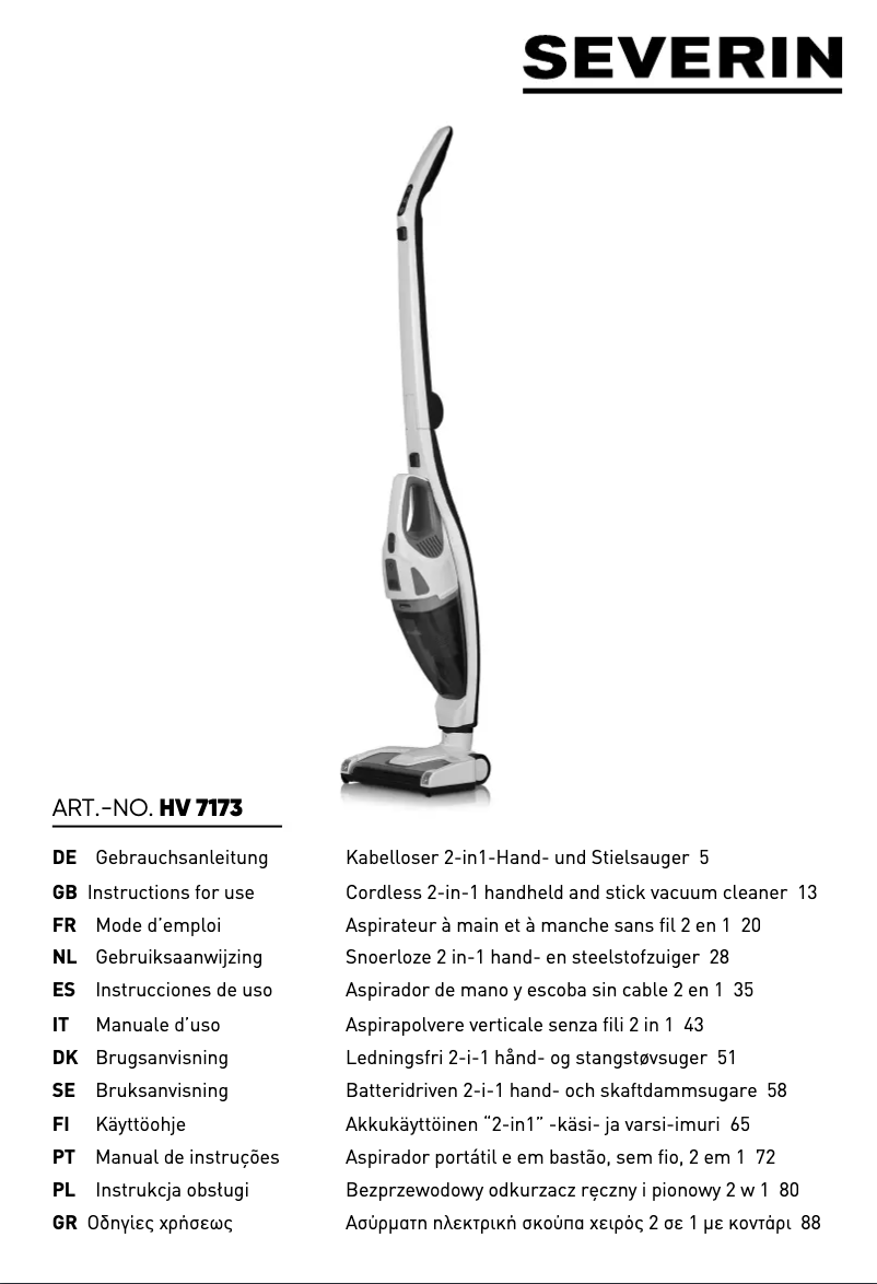 Page n°1 - Manuel utilisateur Severin HV 7173