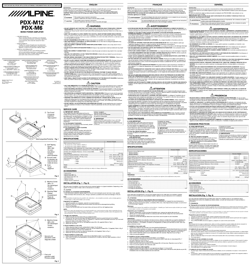 Page 1 de la notice Manuel utilisateur Alpine PDX-M12
