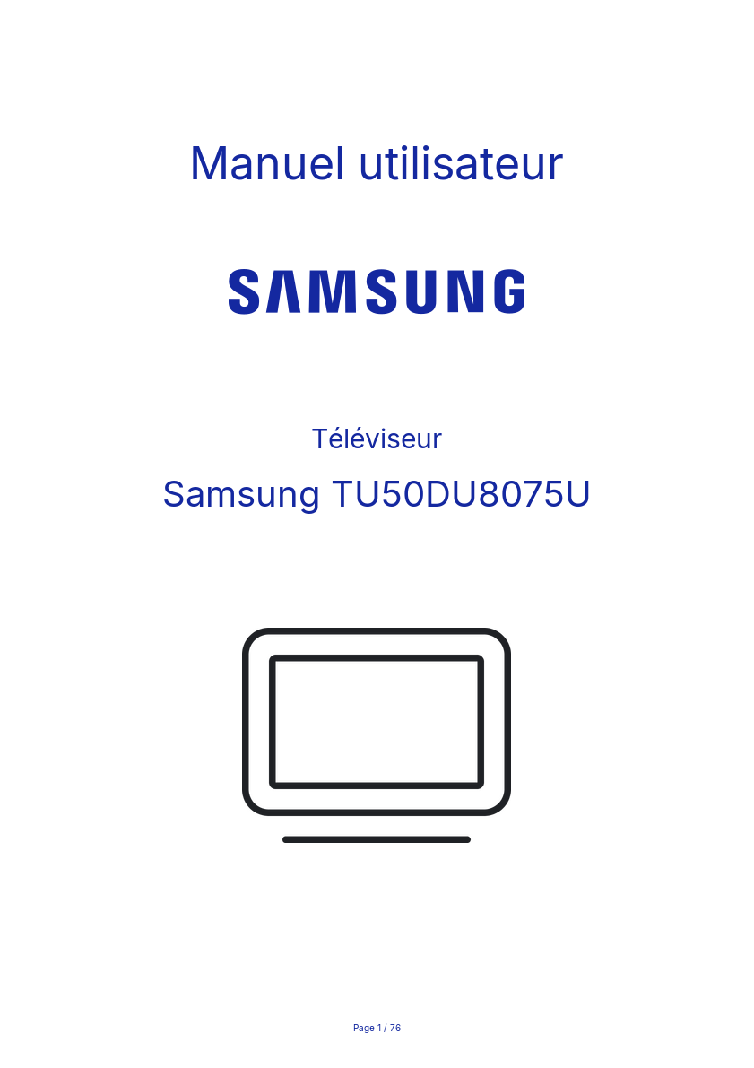Page n°1 - Manuel utilisateur Samsung TU50DU8075U