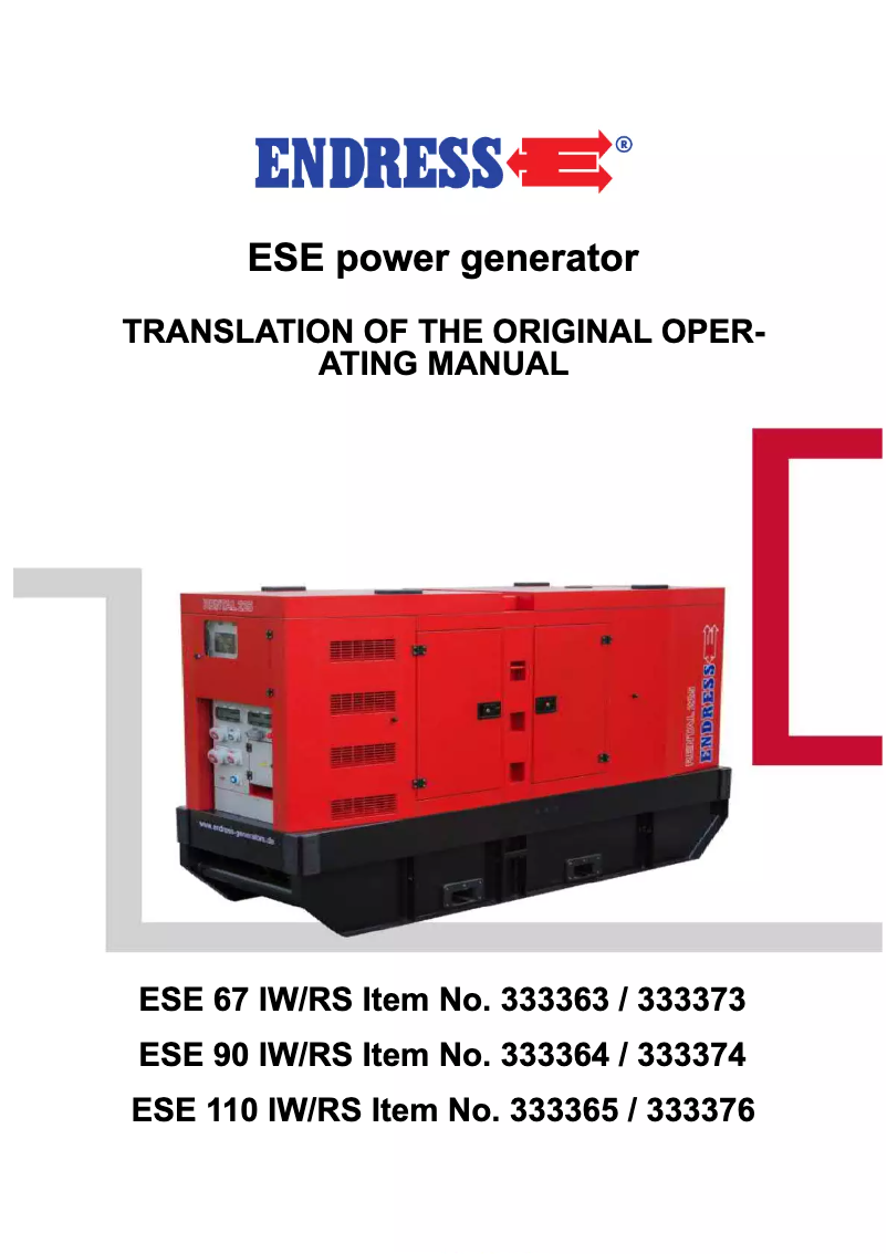 Page n°1 - Manuel utilisateur Endress ESE 90 IW/RS