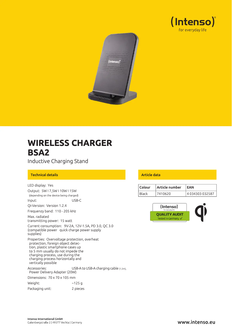 Page n°1 - Fiche technique Intenso BSA2