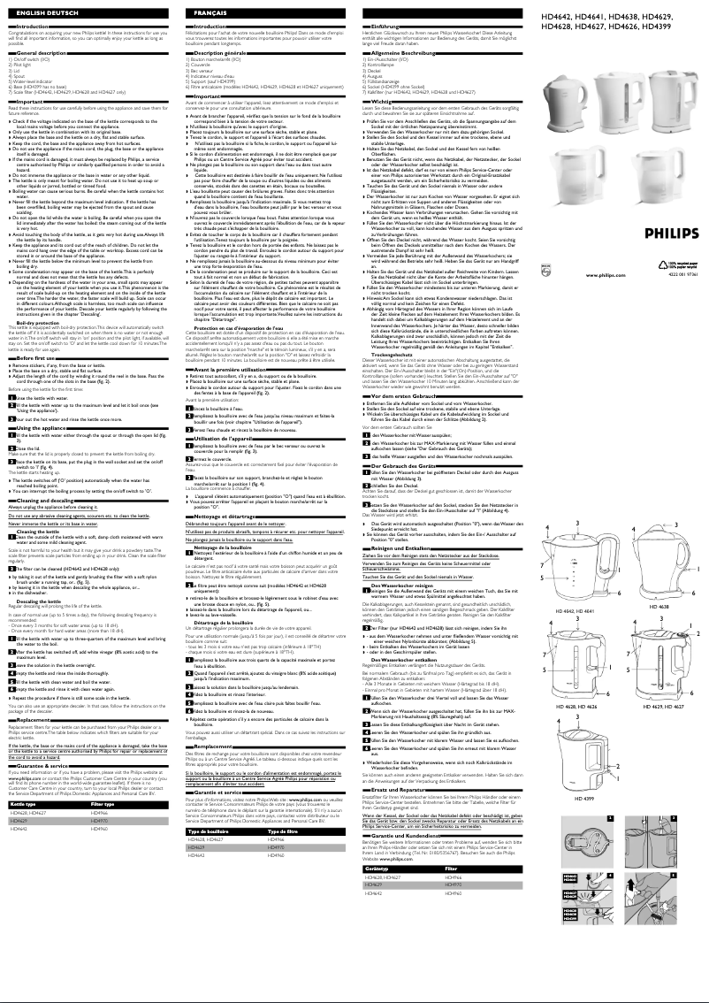 Page 1 de la notice Manuel utilisateur Philips HD4641
