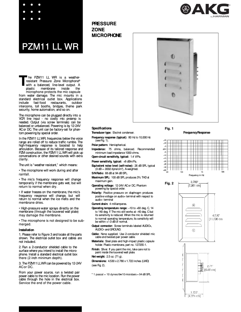 Page n°1 - Manuel utilisateur AKG PZM-11LLWR
